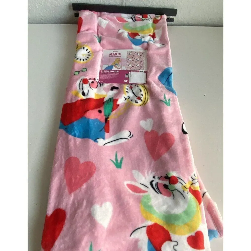 Disney Alice In Wonderland Throw Blanket Valentines Day 50 X 70”‎ White Rabbit